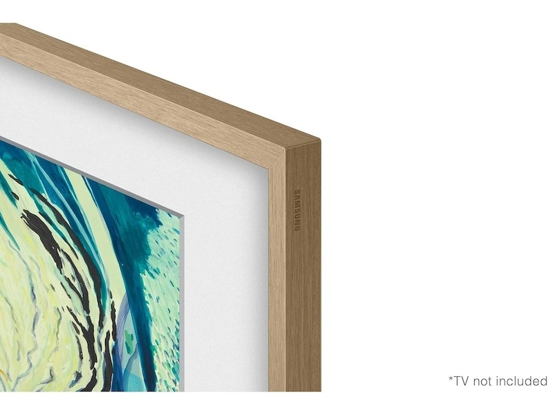 85" The Frame Customizable Bezel - Modern Teak Beige Wood