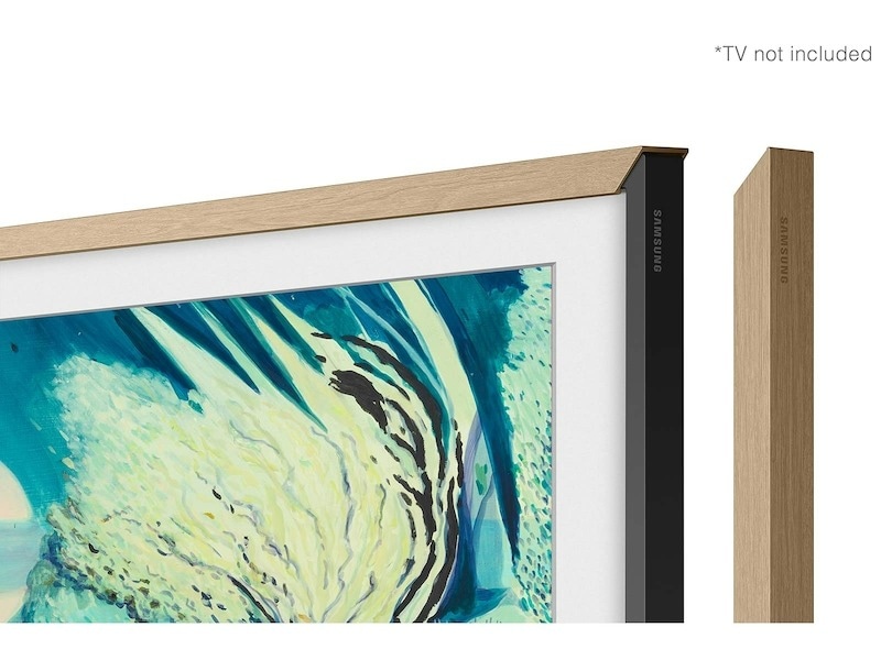 85" The Frame Customizable Bezel - Modern Teak Beige Wood