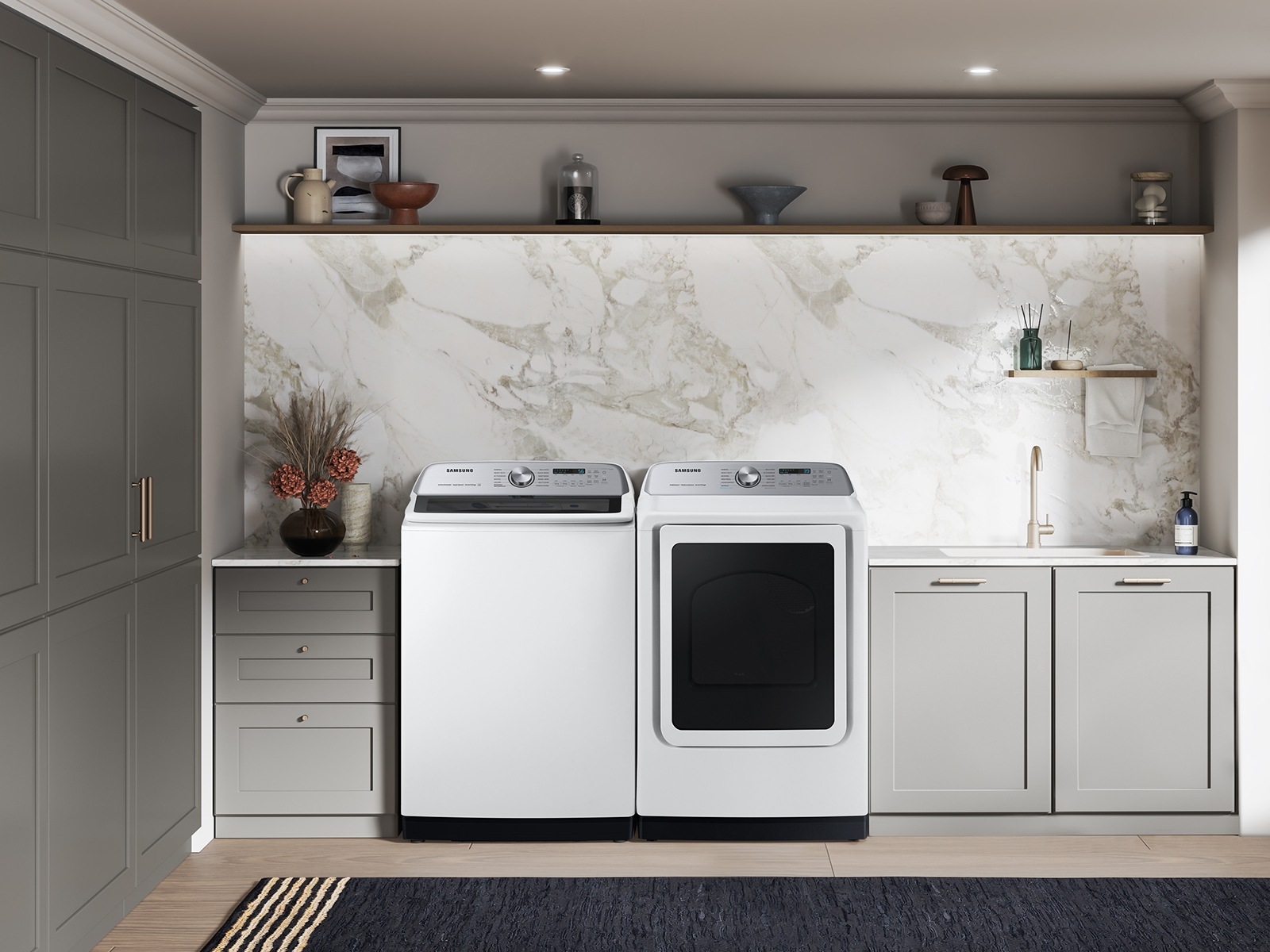 5.2 cu. ft. WA5500D Top load Washer With Large Capacity (5.2 cu. ft.) and Super Speed R-Perspective-Pair White 
