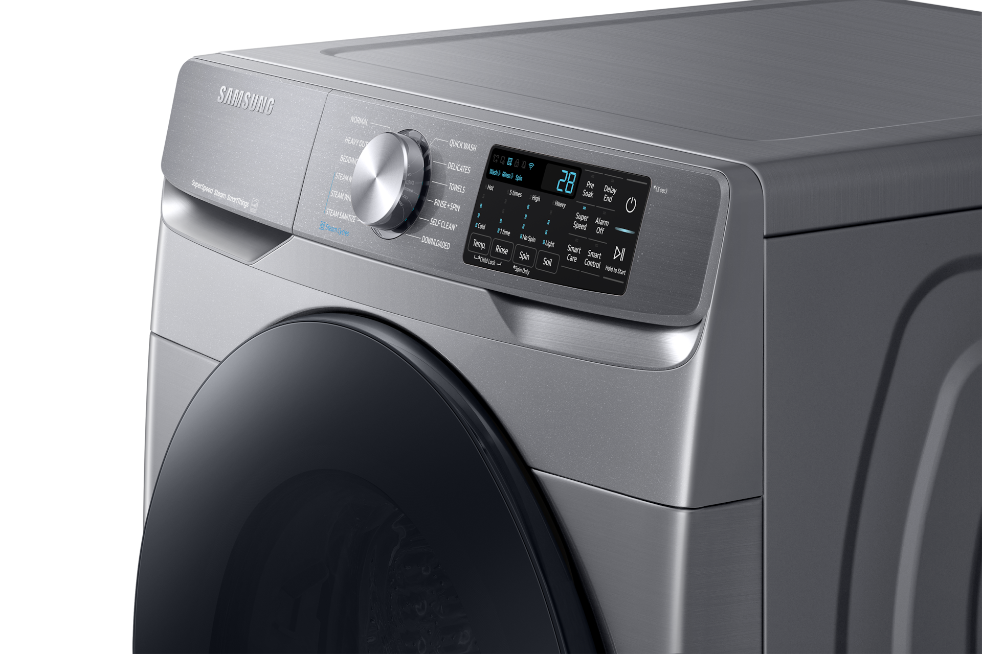 4.5 cu. ft. Large Capacity Smart Front Load Washer with Super Speed Wash R-Perspective-Detail Gray 