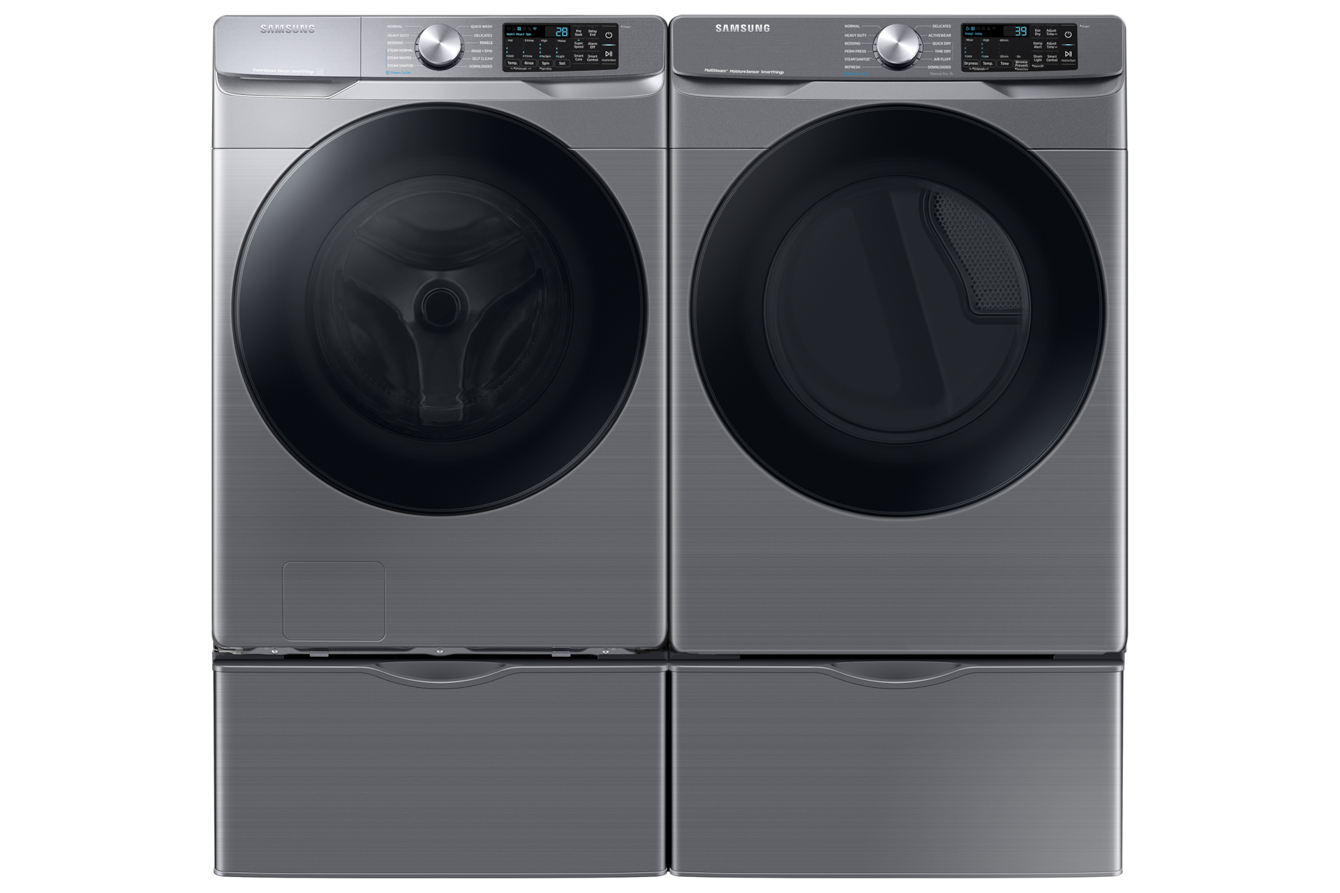 4.5 cu. ft. Large Capacity Smart Front Load Washer with Super Speed Wash Front-Pair2 Gray 