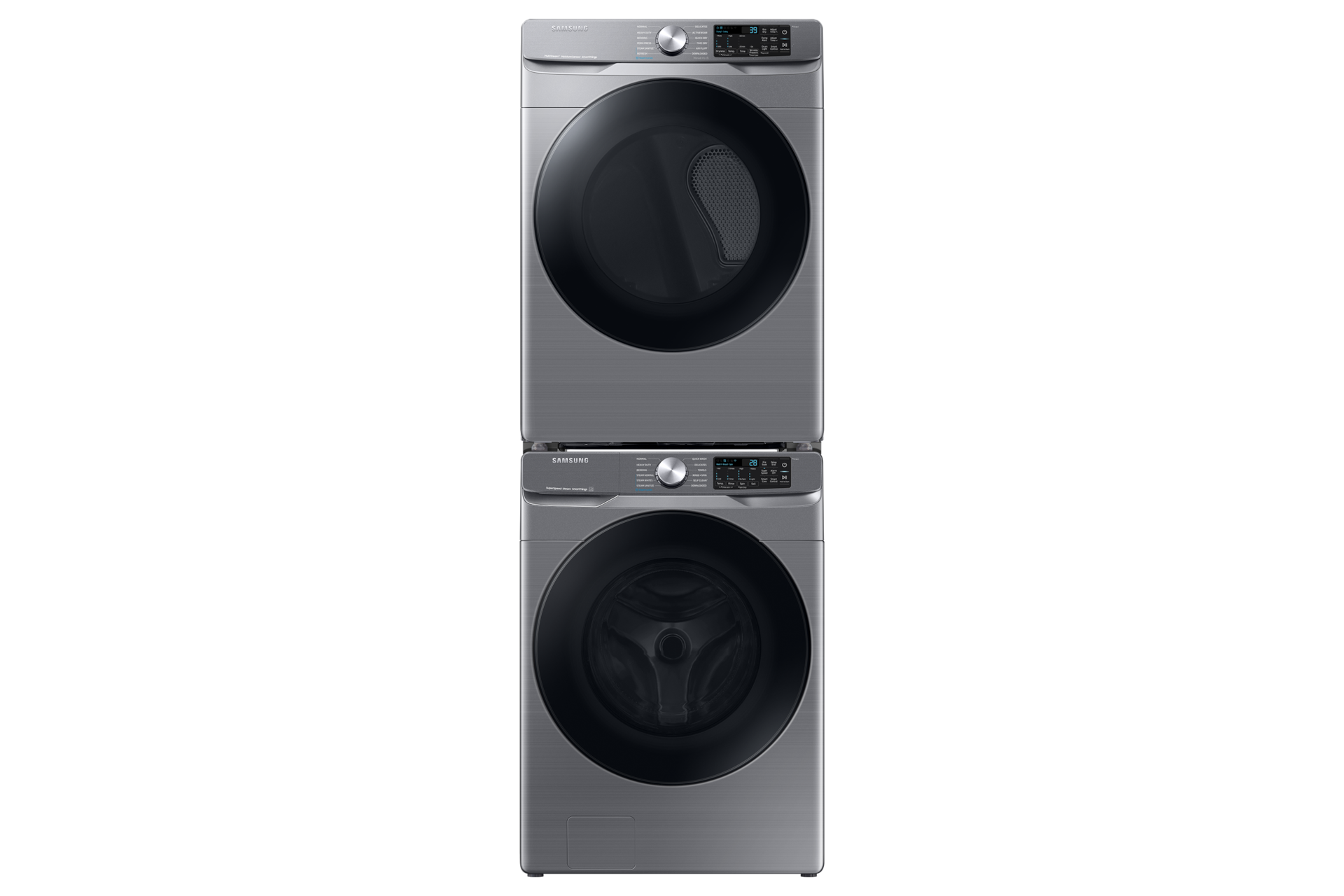 4.5 cu. ft. Large Capacity Smart Front Load Washer with Super Speed Wash Stack-Front-Door-Closed Gray 