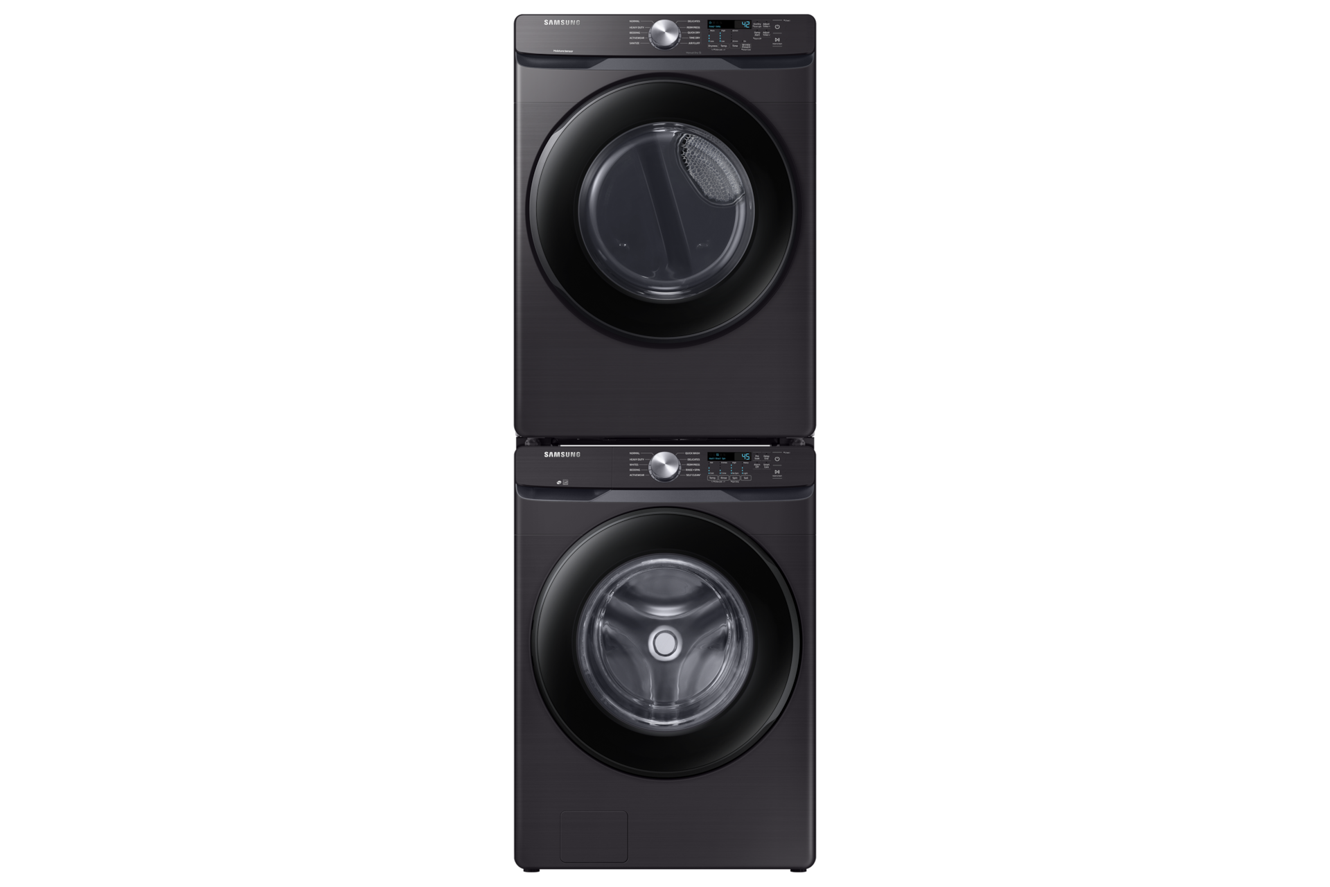 WF6000T (WF45T6000AW) Front loading Washer With Self Clean+, VRT Plus™, Smart Care Stack-Front-Door-Closed Black 