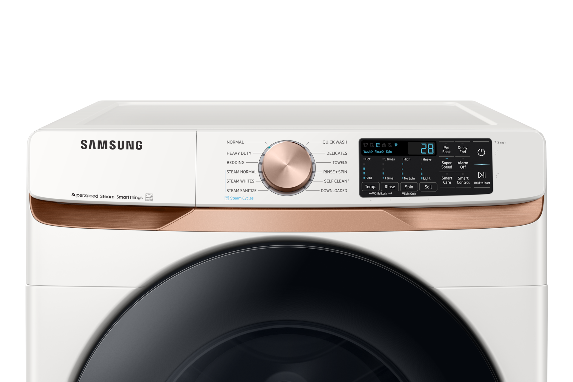5.0 cu. ft. Extra Large Capacity Smart Front Load Washer with Super Speed Wash and Steam in Ivory Detail2 Ivory White 