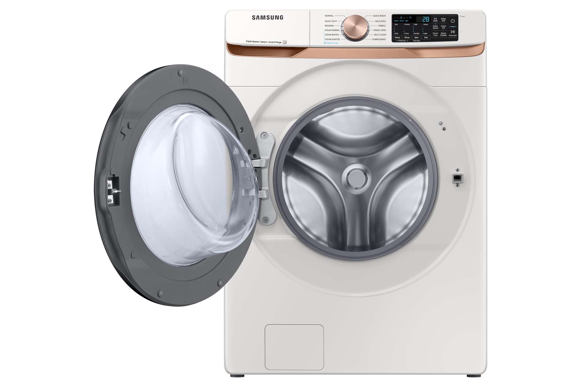 5.0 cu. ft. Extra Large Capacity Smart Front Load Washer with Super Speed Wash and Steam in Ivory Front-Open Ivory White 