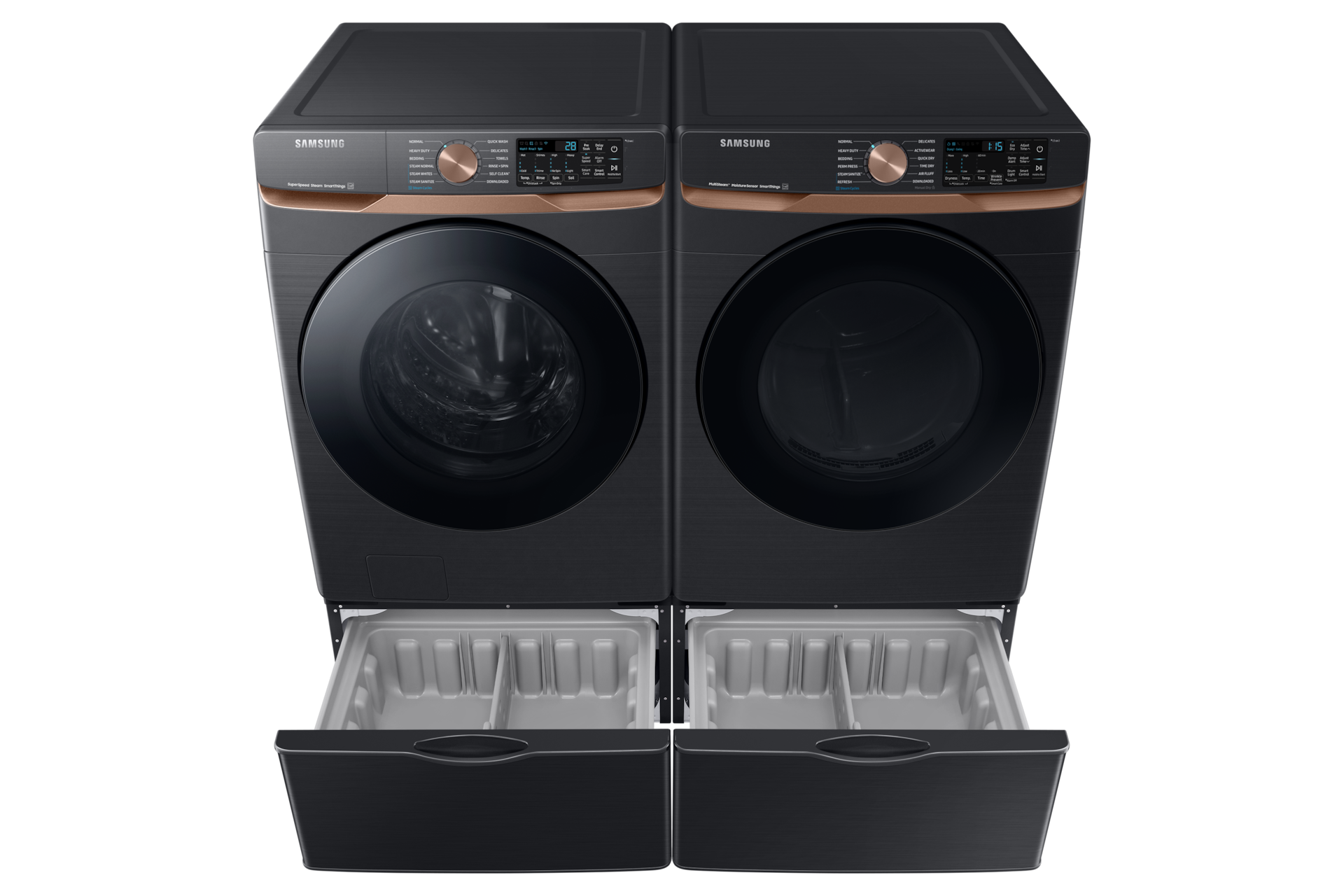 5.0 cu. ft. Extra Large Capacity Smart Front Load Washer with Super Speed Wash and Steam in Ivory Dynamic-Pair Black 
