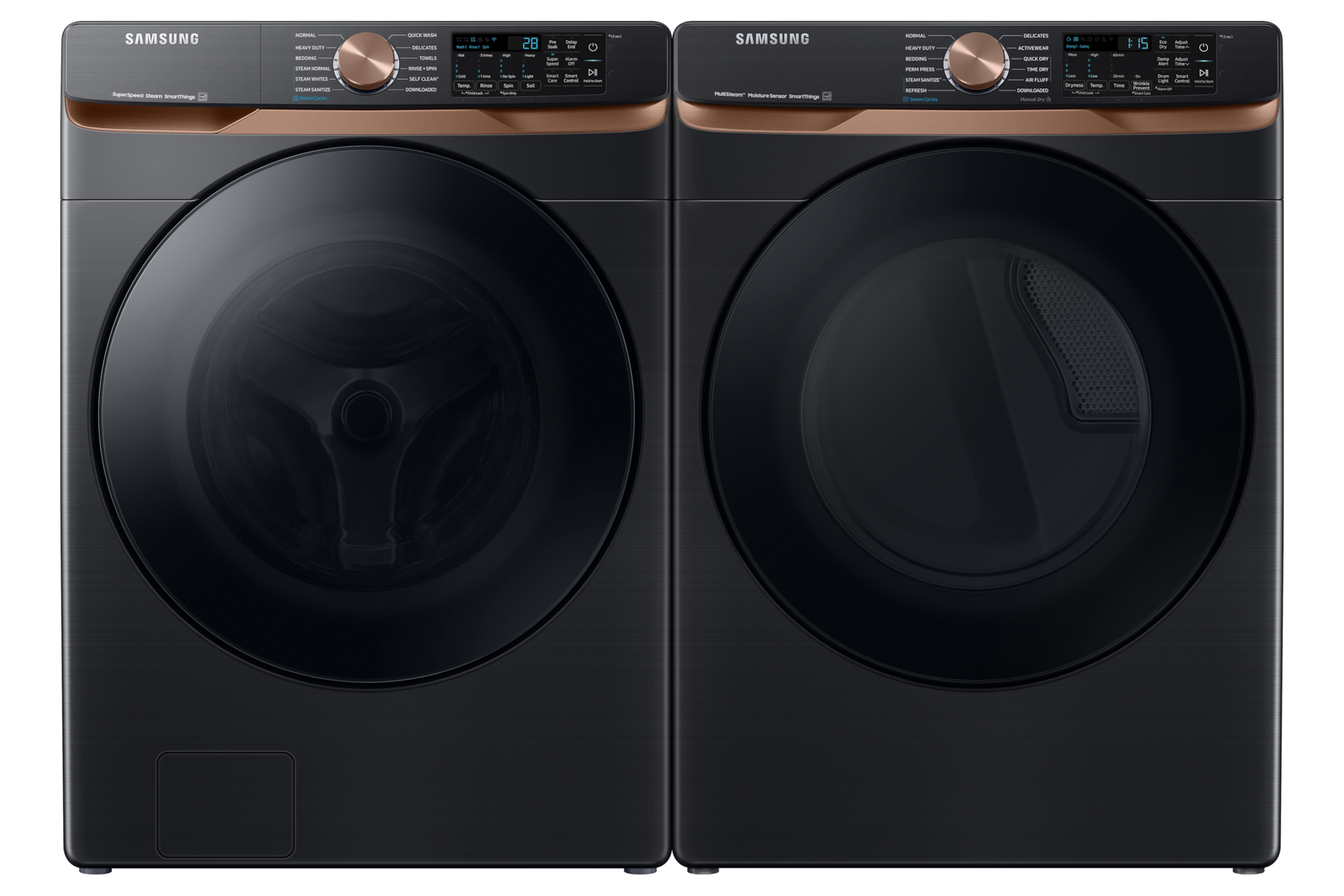 5.0 cu. ft. Extra Large Capacity Smart Front Load Washer with Super Speed Wash and Steam in Ivory Front-Pair1 Black 