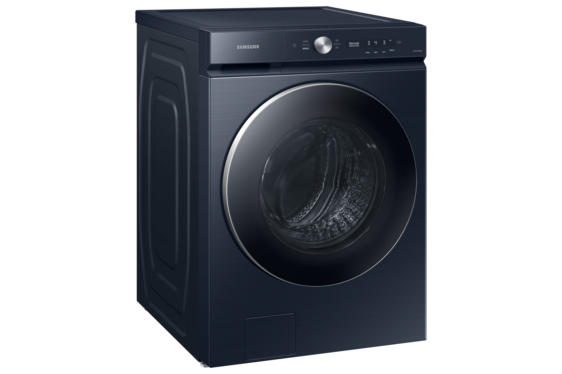 Bespoke 5.3 cu. ft. Ultra Capacity Front Load Washer with AI OptiWash™ and Auto Dispense in Brushed Navy L-Perspective Navy 