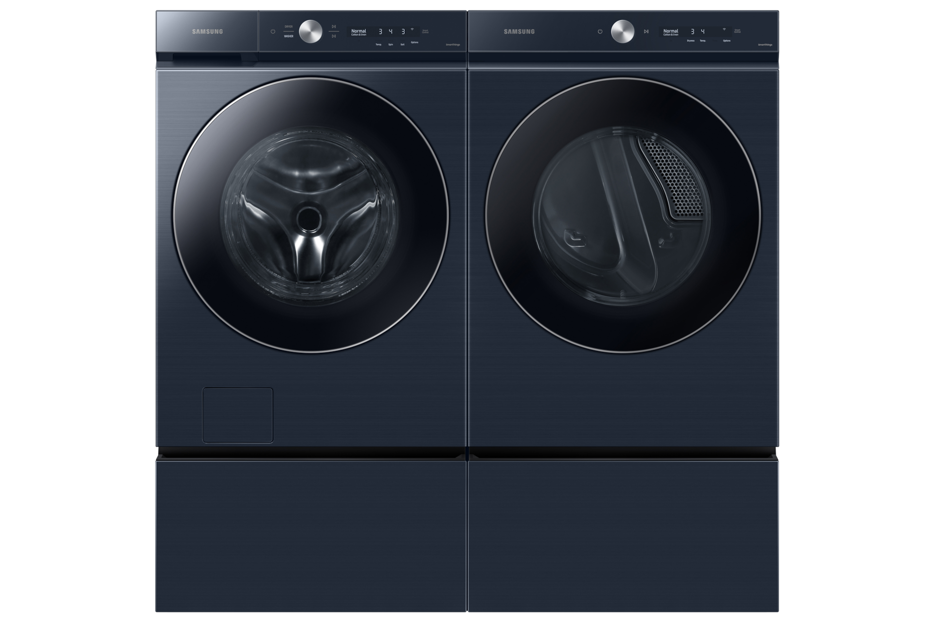Bespoke 5.3 cu. ft. Ultra Capacity Front Load Washer with AI OptiWash™ and Auto Dispense in Brushed Navy Front-Pair2 Navy 