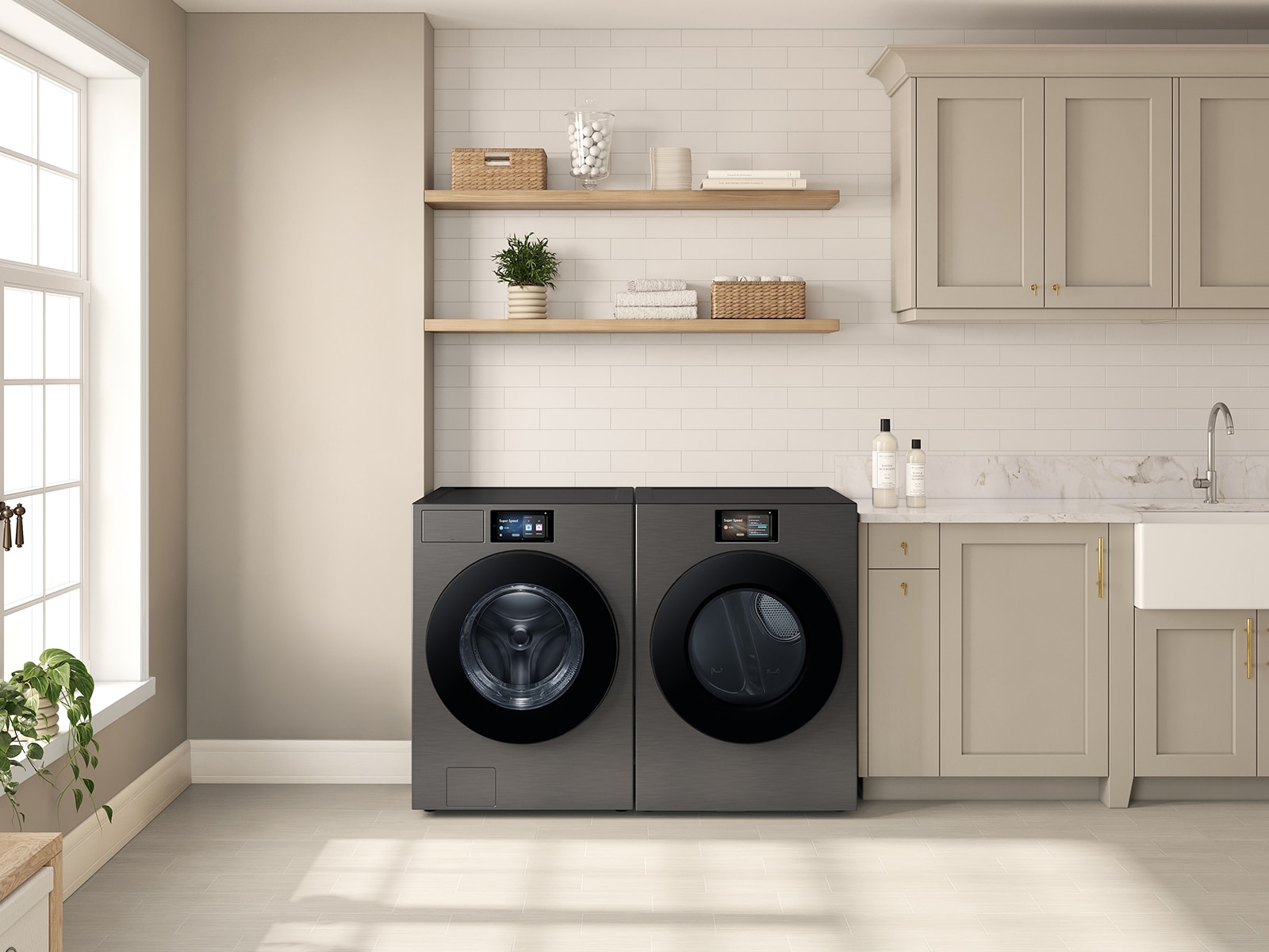 5.3 cu. ft. Bespoke AI Ultra Capacity Front Load Washer with AI Home and AI OptiWash+ in Dark Steel Gray