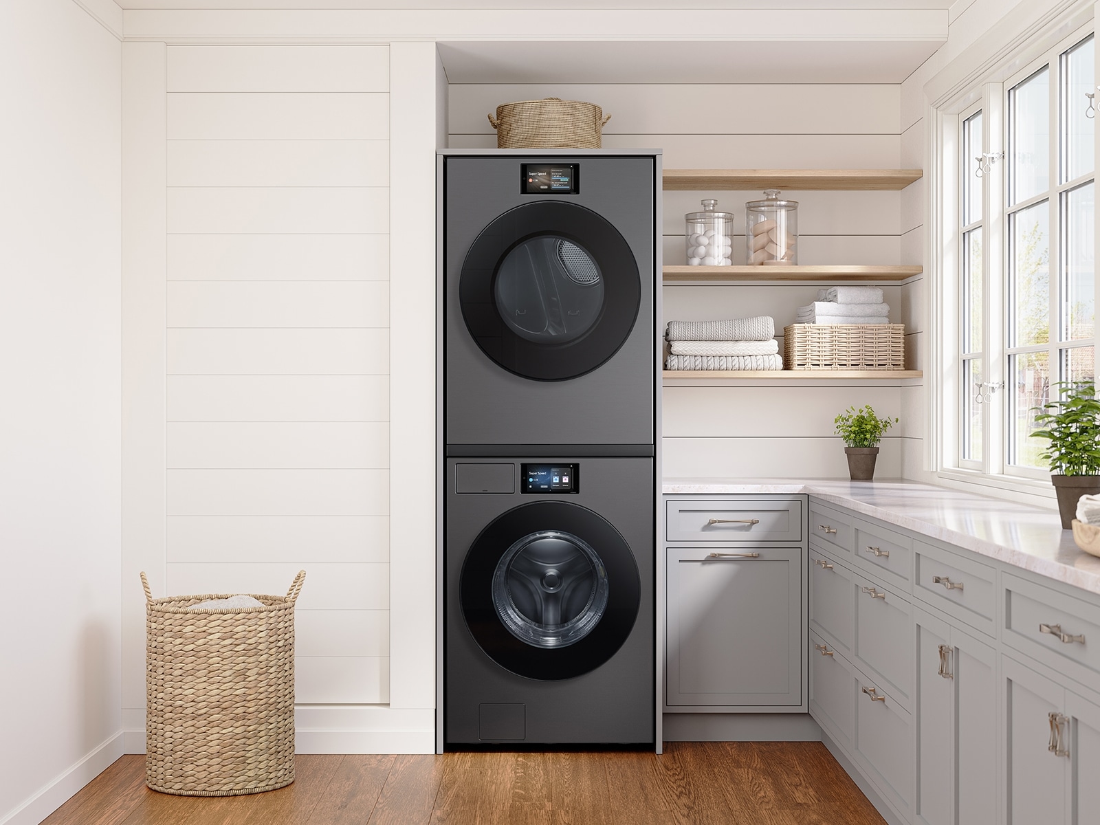 5.3 cu. ft. Bespoke AI Ultra Capacity Front Load Washer with AI Home and AI OptiWash+ in Dark Steel Gray