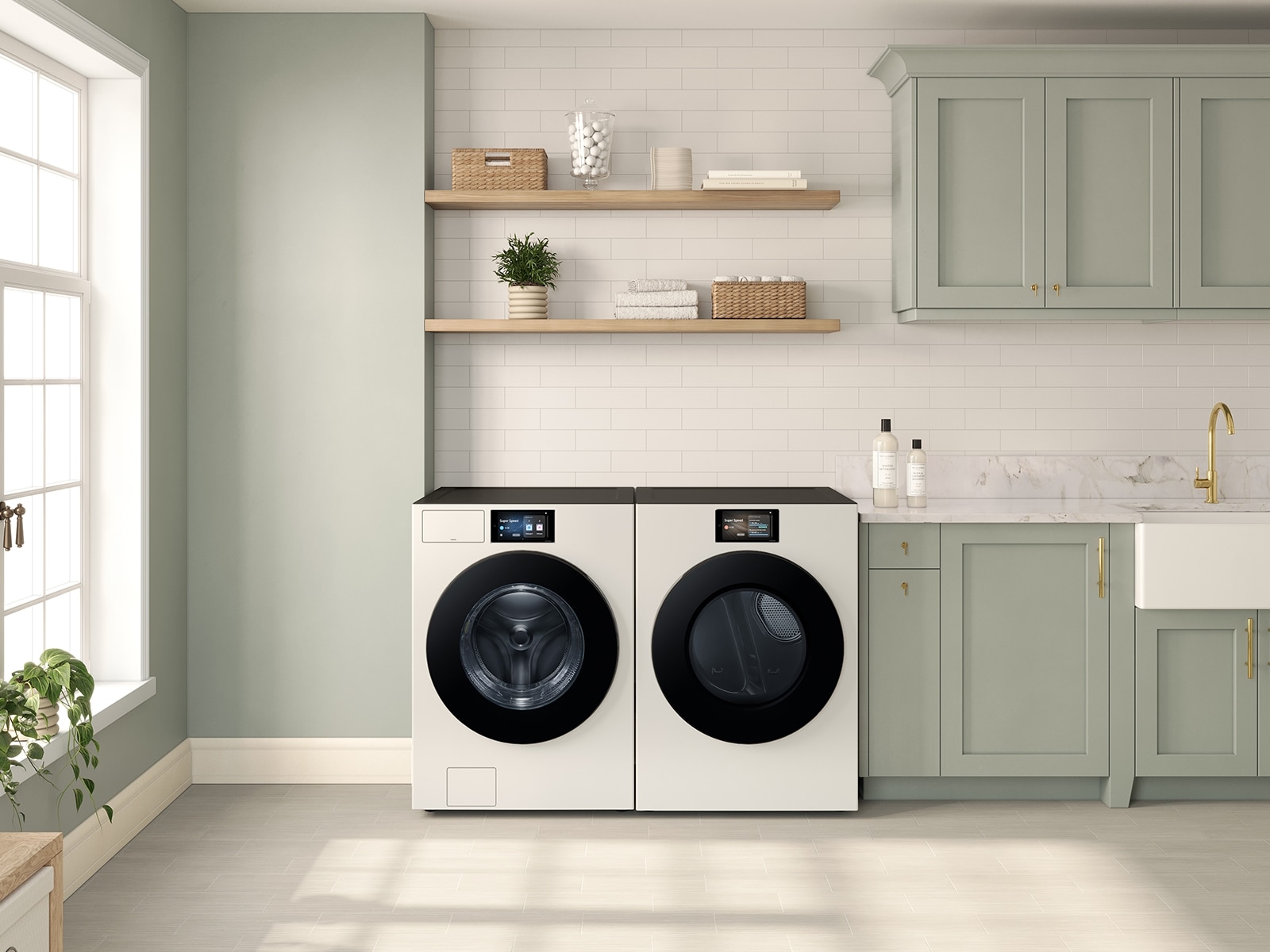 5.3 cu. ft. Bespoke AI Ultra Capacity Front Load Washer with AI Home and AI OptiWash+ in Dark Steel Satin Greige