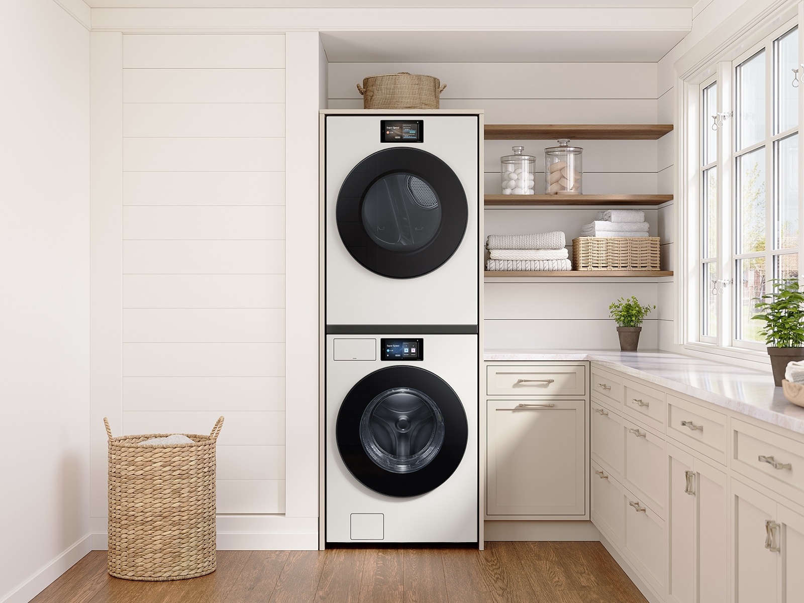 5.3 cu. ft. Bespoke AI Ultra Capacity Front Load Washer with AI Home and AI OptiWash+ in Dark Steel Satin Greige