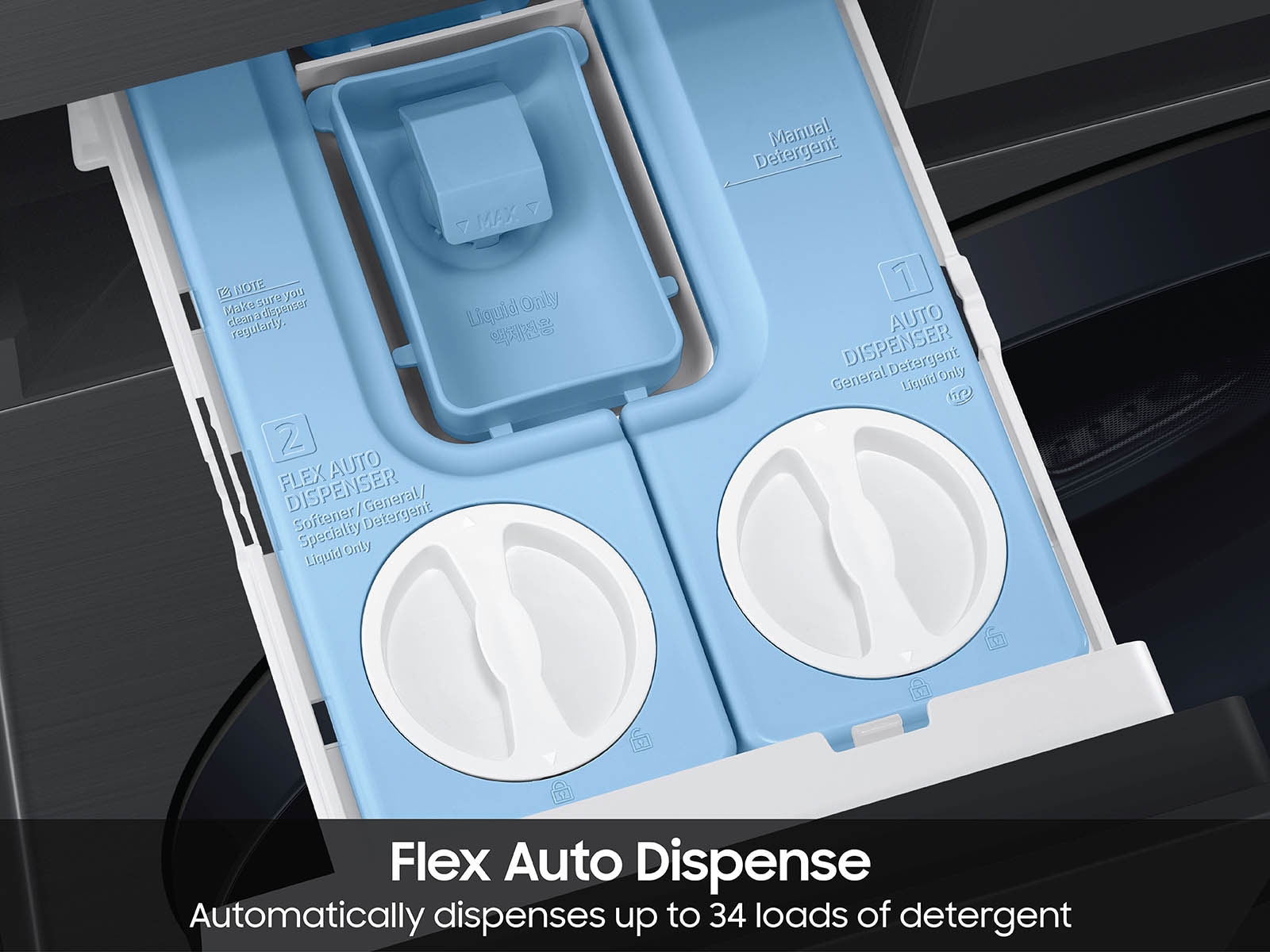 Bespoke 4.6 cu. ft. AI Laundry Hub™ Large Capacity Single Unit Washer with Flex Auto Dispense System and 7.6 cu. ft. Electric Dryer in Brushed Black Black